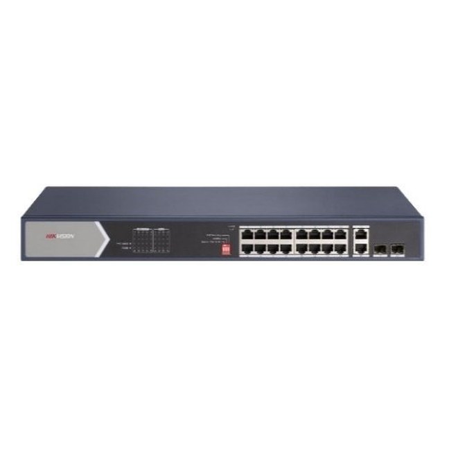 HIKVISION 16 Port Gigabit Unmanaged POE Switch - 250 W 12 × gigabit PoE ports, 4 × gigabit Hi-PoE…