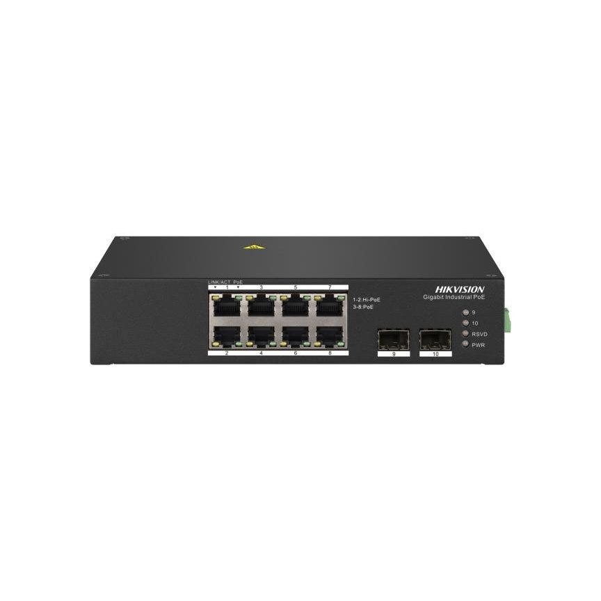HIKVISION 8 Port Gigabit Unmanaged Harsh POE Switch including the power adapter .