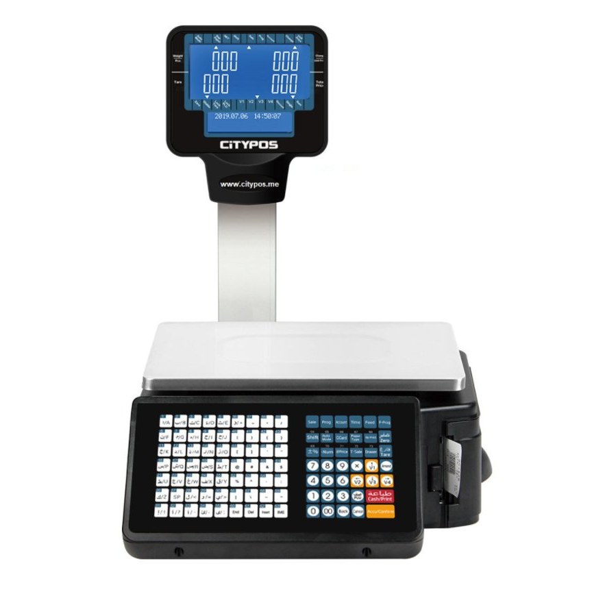 [CP-LWS301-BLA] 30KG BARCODE LABEL SCALE (White LCD Display)