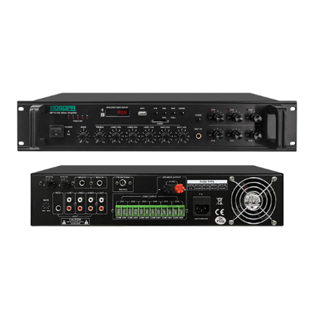 350W 6 Zones Paging and Music Mixer Amplifier with SD/USB/FM & Individual Volume Control