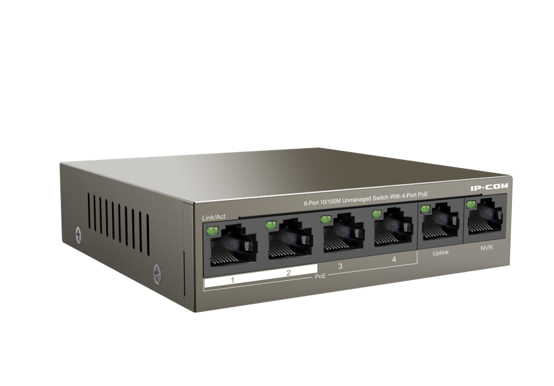 [F1106P-4-63W] 6-Ports 10/100Mbps Desktop PoE + Switch with 4-PoE ports